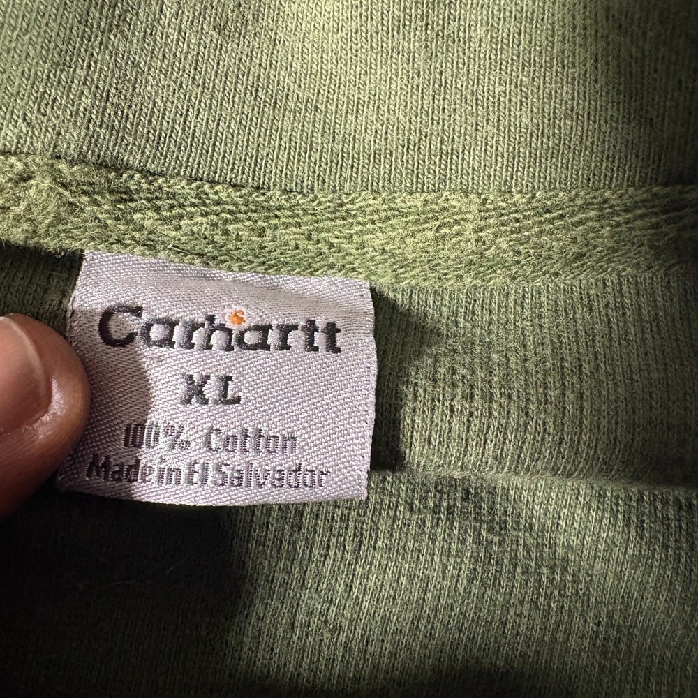 Carhartt Quarter Zip Pullover Mens XL Green Waffle Knit K346 FTG Pocket Sweater - Picture 4 of 9
